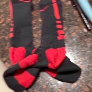 Nike Black and Red Athletic Crew Socks for Men